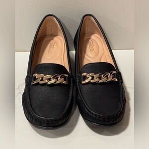 Shibever - black - gold chain loafers